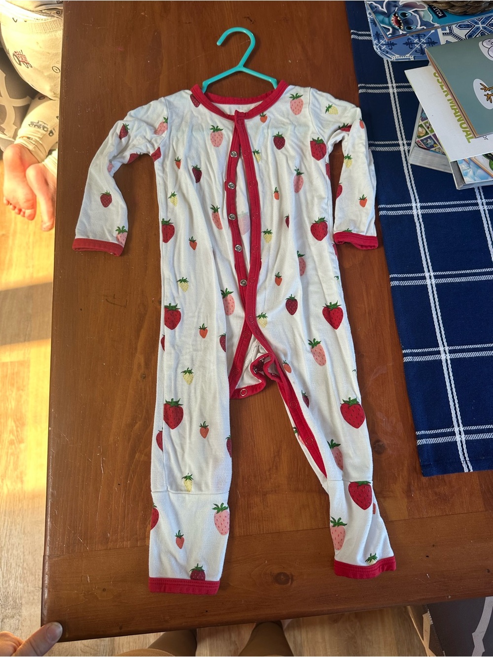 Kyte BABY White Footie with Red Strawberry Print